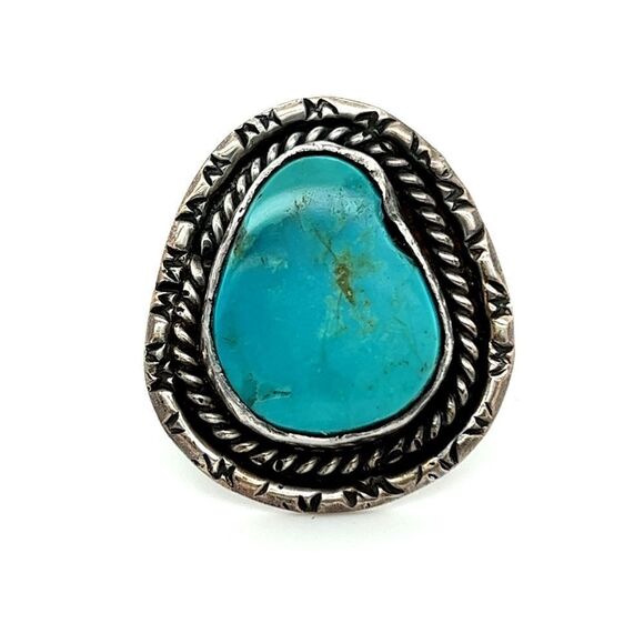 Sterling Vintage Turquoise Ring (Sz 5) - Picture 1 of 8